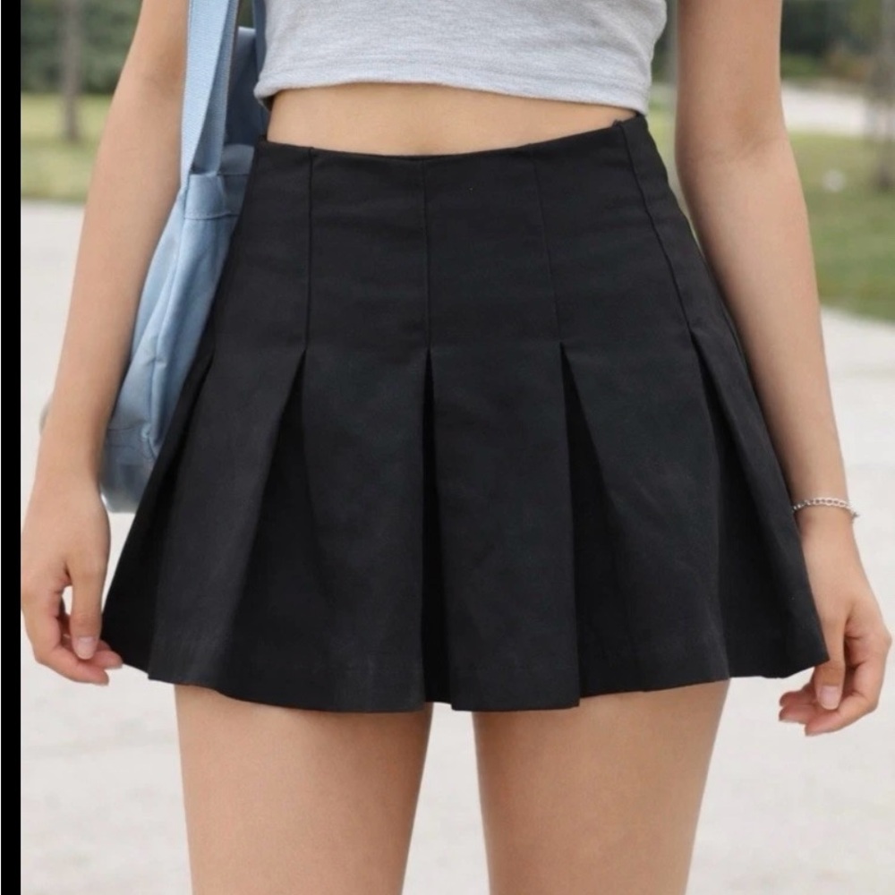 Wild Fable Mini Skirt Large Black Pleated Tennis Cheer Skirt Zippers On Side